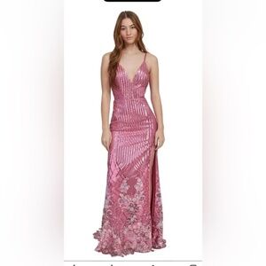 BRAND NEW Dear Moon pink sequin formal/prom dress with train Size 1